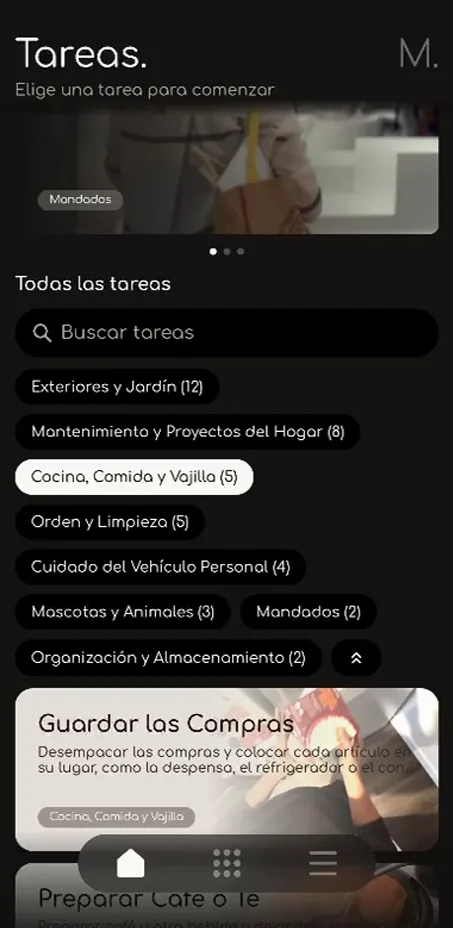 Pantalla Tareas