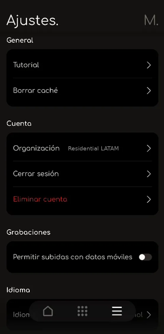 Ajustes, subidas con datos móviles